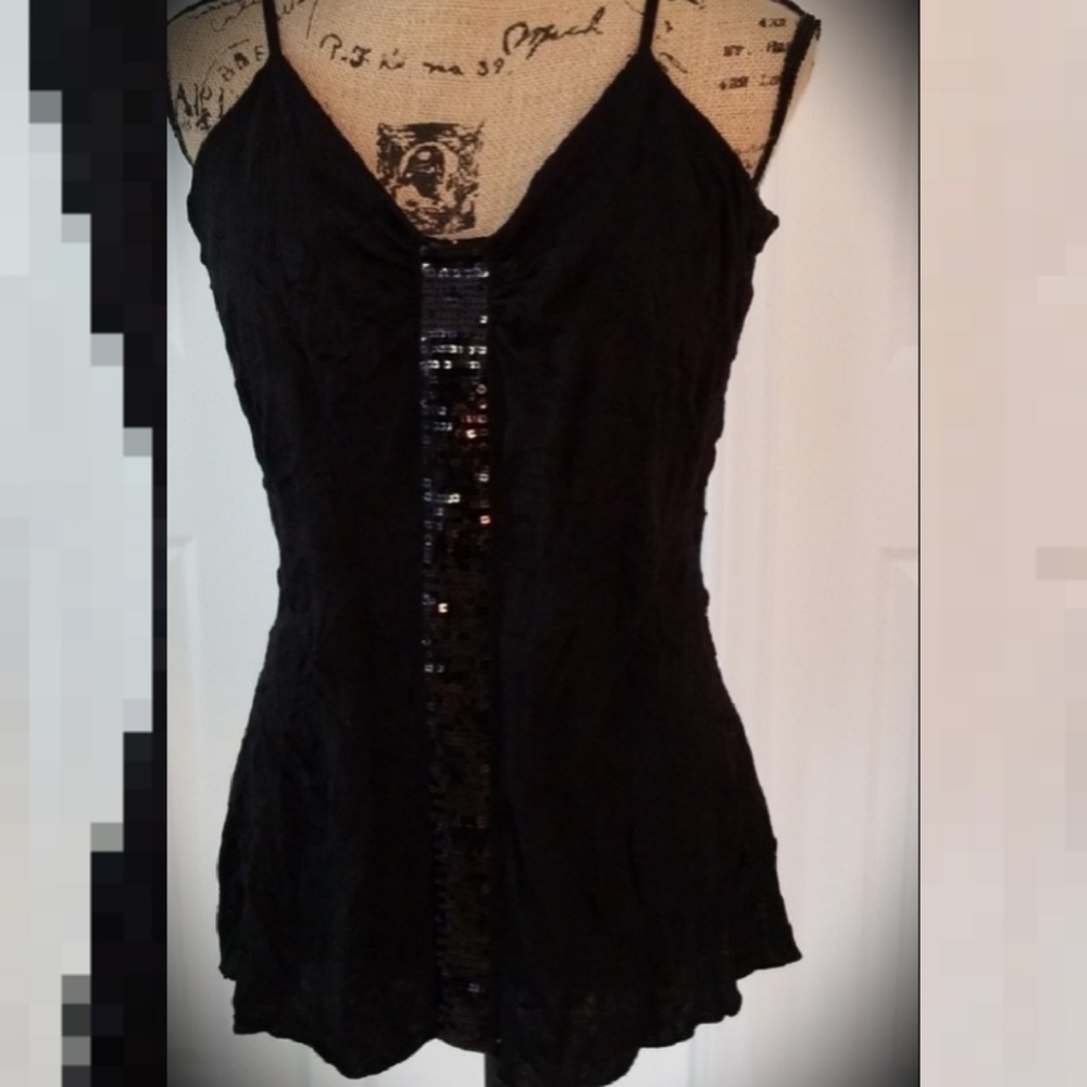 Crinkled loose fit tank top Party Holiday  bling Sexy